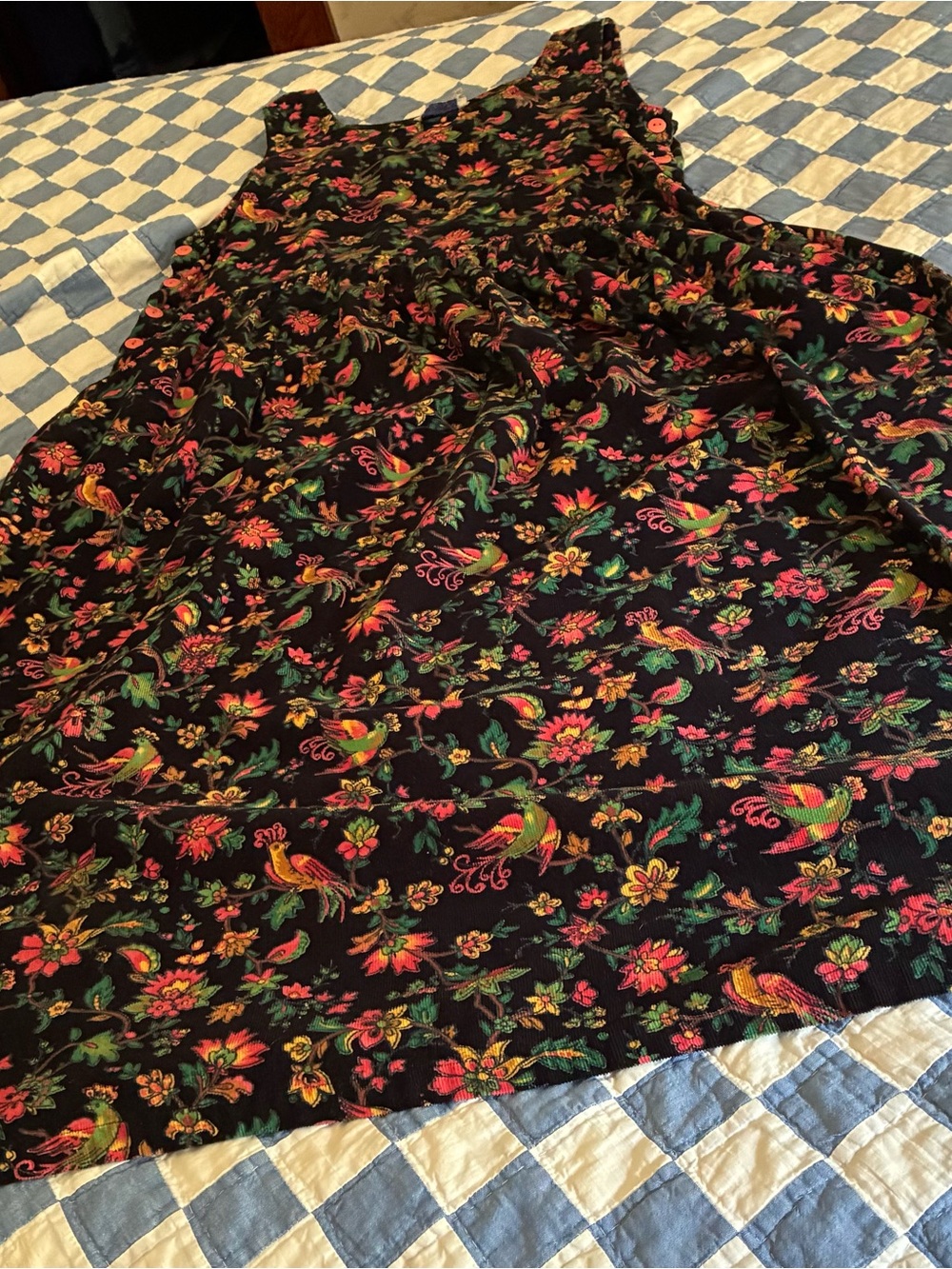 April Cornell Black Corduroy Floral Patterned Jumper